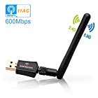 ANEWKODI 600Mbps USB Wifi Adapter USB Wireless Adapter Daul Band 2.4GHz/5GHz 433Mbps ac/a/b/g/n Wireless Adapter for Desktop/Laptop/PC, Support Windows 10/8/7/Vista/XP/2000/Mac Os 802.11