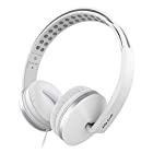 On Ear Headphones with Mic, Jelly Comb Foldable Corded Headphones Wired Headsets with Microphone, Volume Control for Cell Phone, Tablet, PC, Laptop, MP3/4, Video Game (White)