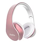 Bluetooth Wireless Over-ear Stereo Headphones, Fetta 4 in 1 Upgrade Bluetooth Foldable Headsets with Micro Support SD/TF Card (Upgrade Rose Gold)