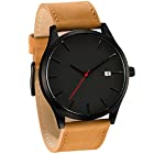 SMTSMT Popular Low-key Men’s Quartz Wristwatch Minimalist Connotation Leather Watch (Brown)