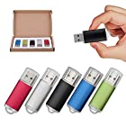 TOPESEL 5 Pack 1GB USB 2.0 Flash Drive Memory Stick Thumb Drives (5 Mixed Colors: Black Blue Green Red Silver)