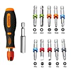 Showpin 12 in 1 Color Ring Magnetic Screwdriver Set Multi-bit Phillips/Torx/Flathead/Hex/Pozi Head Screwdriver Set with 10 Bits and 1 1/4” Hex Bit Holder ,Repair Tool for Home Appliances