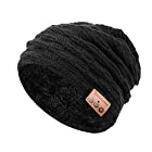 Bluetooth Wireless Beanie Hat, Pococina Hands-Free Sport Knit Cap Speaker, Built-in Mic (HW black)