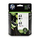 HP 63 Black & Tri-color Original Ink Cartridges, 2 Cartridges (F6U61AN, F6U62AN)