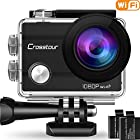 Crosstour Action Camera Underwater Cam WiFi Full HD 12MP Waterproof 30m 2″ LCD 170°Wide-angle Sports Camera with 2 Rechargeable 1050mAh Batteries and Mounting Accessory Kits 1080P